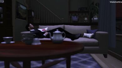 The jogger, caught in the act by the dog cock.