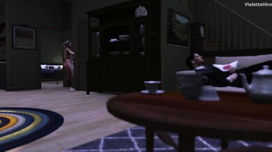 The jogger, caught in the act by the dog cock.