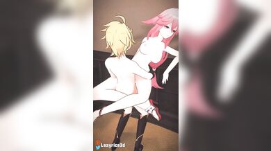 "Yae Miko - Leg Locked By Lazy Rice (3D)"