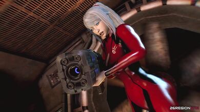 'Sexy Space Bounty Hunter VS Giant Rubber Dildo- Hentai Porn Video'