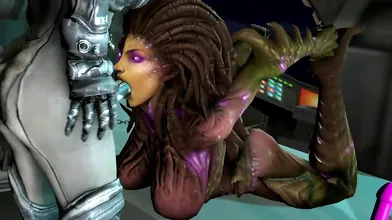 "Sarah Kerrigan Sucks on a Robotic Cock"