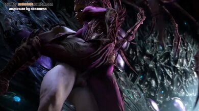 Sarah Kerrigan, the Queen of Blades, dominates her helpless victims in a brutal and sadistic hentai porn video.