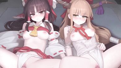"The Fleshy Affair of Reimu Hakurei and Suika Ibuki (No X-Ray)"