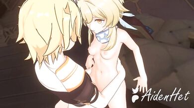 'Aether and Lumine Standing Sex (BDSM)'