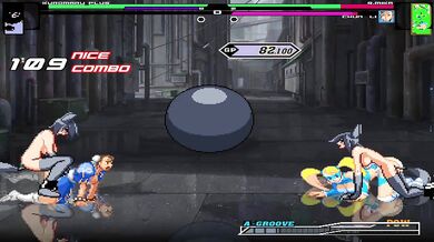 'Kuromaru, the black dog, is about to mate with two bitches, Chun-Li and Rainbow Mika.