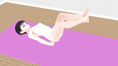 'Leo the Wildcat does yoga with an Anime girl in a forest clearing.'