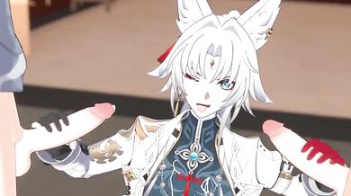 'Double-handed handjob with Fei Xia'