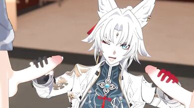 'Double-handed handjob with Fei Xia'