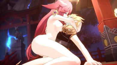 "Tentacle Love with Yae, Miko, and the Air Elemental"