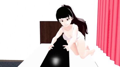 'Masochistic Hentai fantasy involving a curvy cocoa anime girl tenderly massaging a thicker than average erect penis. '