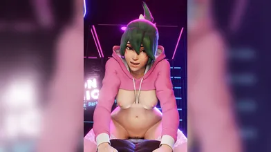 Watch Kiriko in pink sweater rides with a big dick and fucks her tight ass until she cums hard!