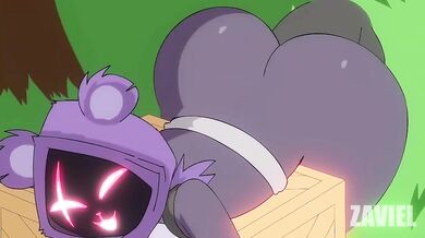 "Licking and Sucking the Big Cock of a Sexy Alien Beastman with Huge Tits in the Forest"