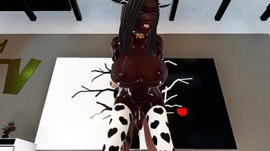 'A young white woman explores her dark desires with a powerful black futanari, using a dildo to satisfy their carnal cravings.'