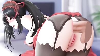 'Kurumi Tokisaki and her friend, Ginhaha, have a wild night of passionate sex in this hentai PORN video!'