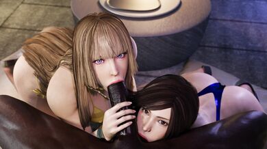 'Asuka and Lili - Double BJ on the Beach in Black and White [Saveass]'