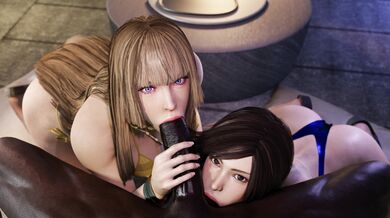 'Asuka and Lili - Double BJ on the Beach in Black and White [Saveass]'