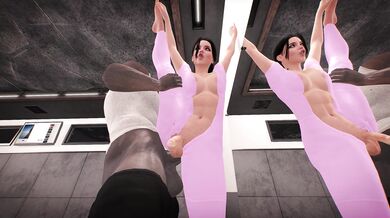 Ballet teacher and student in a nude embrace, learning about love and movement.