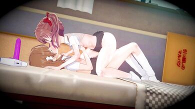 'Misaka and Kuroko, bending over for a bottomless kiss with M171'