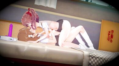 'Misaka and Kuroko, bending over for a bottomless kiss with M171'