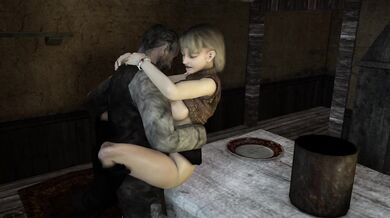 'Busty blonde Ashley receives rough anal sex from three strapping men.'