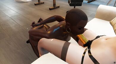 'Dark Futa Slave Devouring a Golden Dildo.'