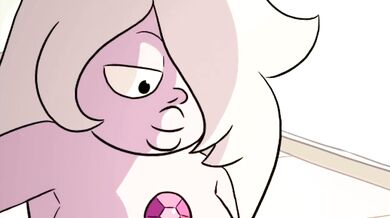 'Peridot's hard nipples rub against Amethyst's chest as they make passionate love.'