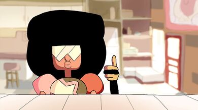 'Peridot's hard nipples rub against Amethyst's chest as they make passionate love.'