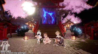 'The Shrine Maiden and the Monk: Emergency Sex XXIX – Yoimiya's Impact Genshin : One-Night Stand Version'.