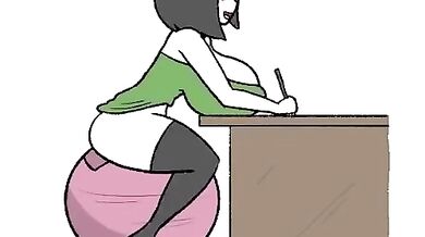 Veronica, the office slut, relieves stress at work by taking a big hard cock in her tight ass while getting fucked doggy style on the office table.