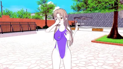 "Sword Art Online" - Asuna Plays with Her Favorite Toy and Gets Pounded!