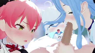 '"Sucking" on Suisei Fubuki 3D'