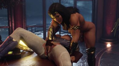 Horny futa, dressed as a superhero with a dick to match, fucks beautiful women in every orifice imaginable!