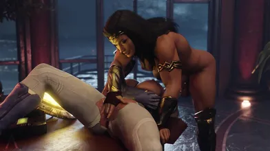Horny futa, dressed as a superhero with a dick to match, fucks beautiful women in every orifice imaginable!