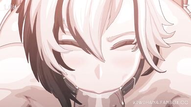 "Kiwi Hana and Arlecchino beg for sex in the garden"