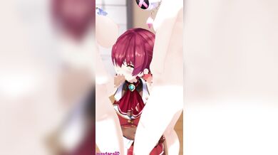 "Blowjob on the Beach! Marine and FuwaMoco Suzutaro3D."