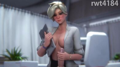 "Dr. Ziegler finishes off the physical with a mouthful of cum."