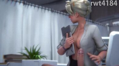 "Dr. Ziegler finishes off the physical with a mouthful of cum."