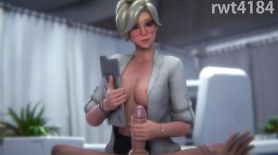 "Dr. Ziegler finishes off the physical with a mouthful of cum."