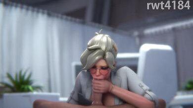 "Dr. Ziegler finishes off the physical with a mouthful of cum."