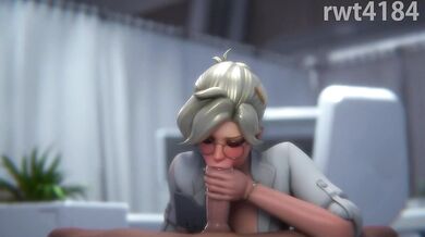 "Dr. Ziegler finishes off the physical with a mouthful of cum."