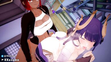 "Watching her master, Eriko can't help but feel aroused as she imagines herself being the one on all fours."