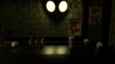 Two puppets having sex on a stage.