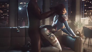 "Overwatch's D.Va Takes on the Couch in a Hot Action Scene - Version 3!"