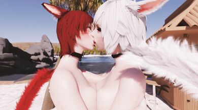 'Buxom Babe in the Hood - Yui x Hiroko Kiss [XIV3D]'