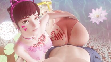 Watch this XXX parody of Overwatch characters D.Va and Mercy having a hot threesome with their sexy roommate!