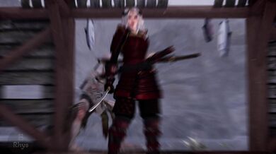 'Busty biker chick gets pounded by mythical beasts during a sexy sword fight.'