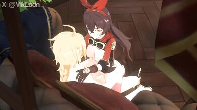 A sexy blonde babe named Amber takes a ride on Vik Lodn's thick rod, her tight pussy getting thoroughly pounded by his stiff dick.