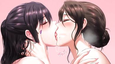 'Two Women Licking Each Other's Tongues in a Passionate Manner'