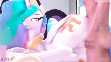 'My Little Pony: Friendship is Magic' - 'Rainbow Dash's Foul-smelling Flatulence: Celestia gets her Hole Filled from the Side (Fart edit by Wceen)'