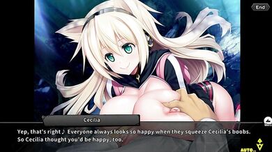 "Busty Lady Bardess Cecilia Plays Taimanin RPGX in English"